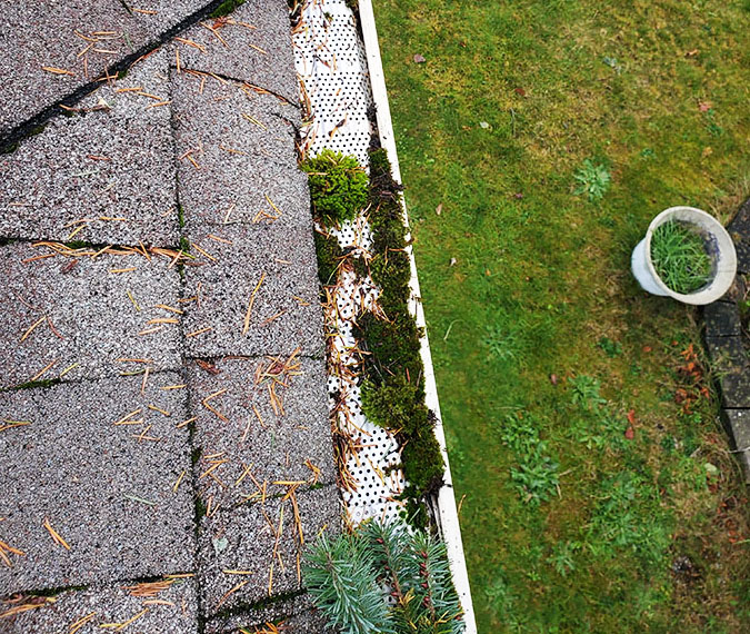 a clogged gutter